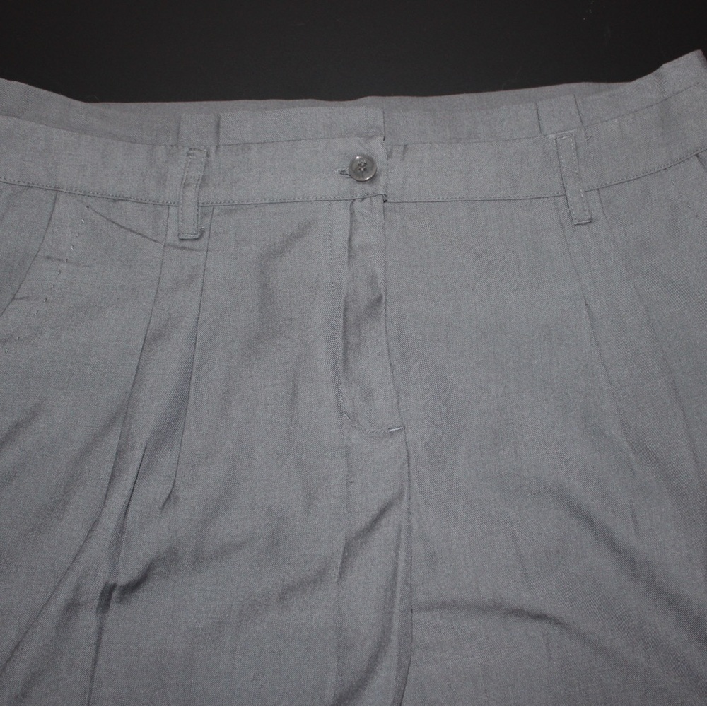 H&M gray work trousers -pleated waist and leg with cuffed ankle - size 10 slim